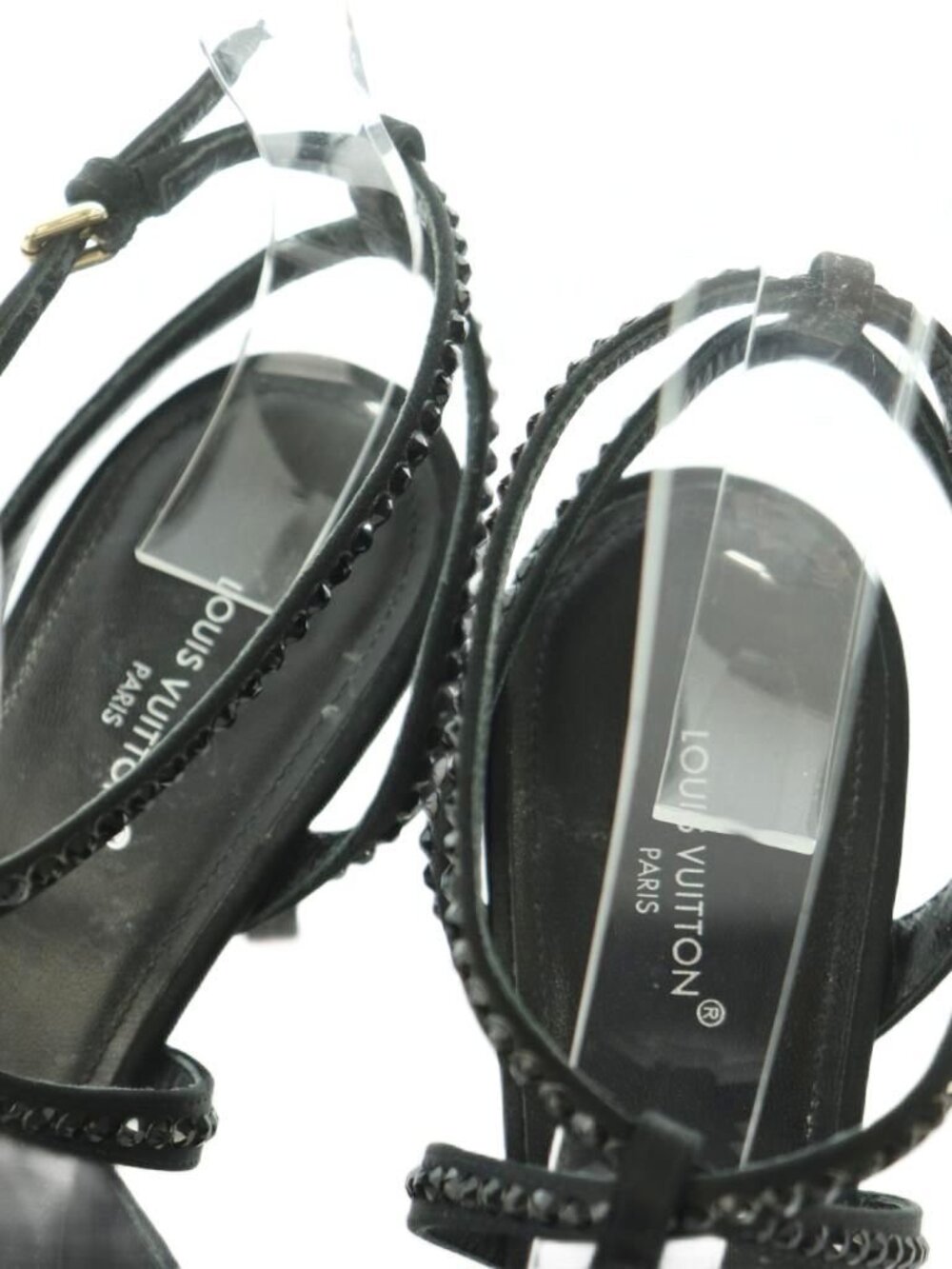 Louis Vuitton Sandals Rhinestone Decoration Pin Heels 36 Black - Picture 4 of 8